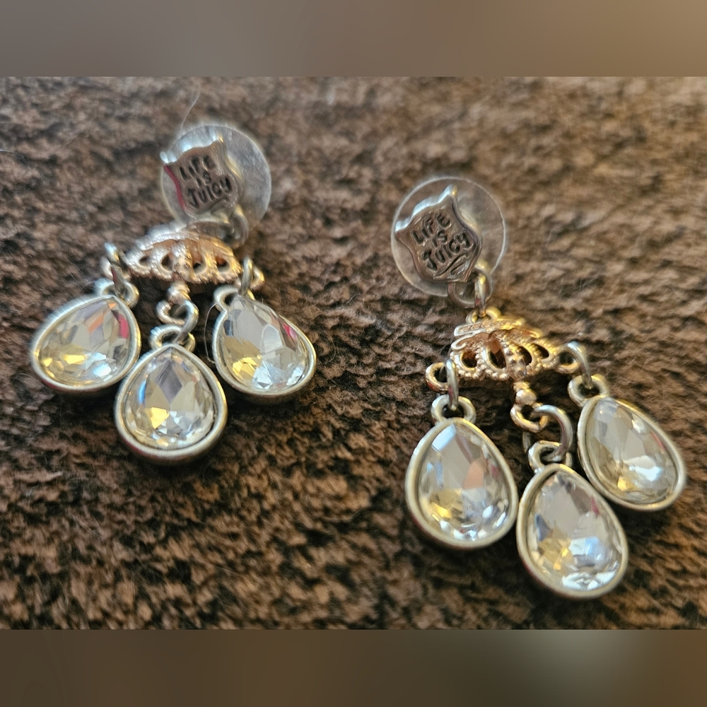 Juicy Couture Silver and Gold Teardrop Earrings